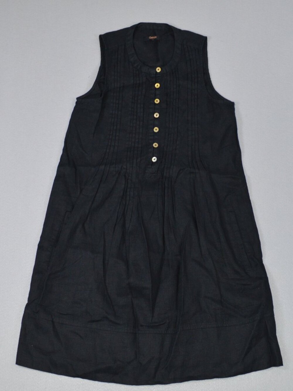 Quince NWT 100% European Linen Sleeveless Swing Dress Black XS Pockets